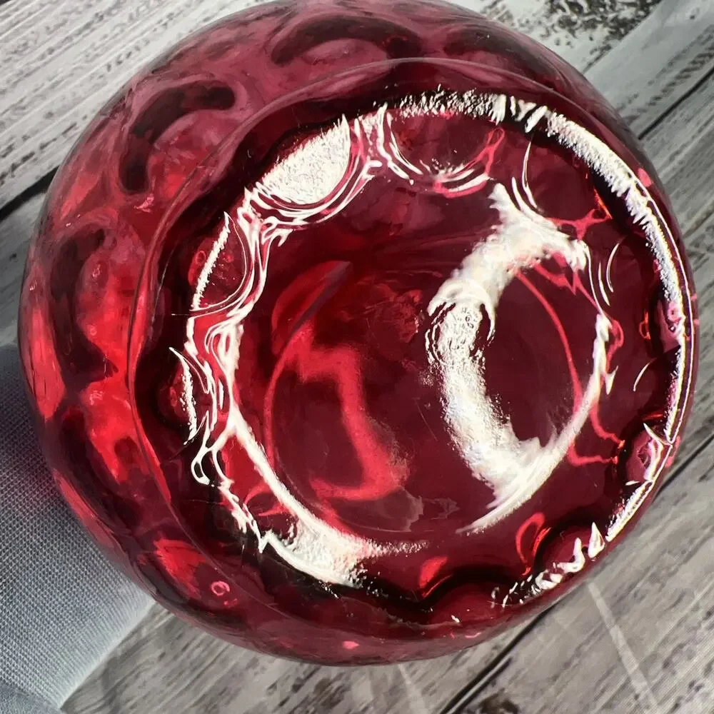 Vintage Fenton Cranberry Red Thumbprint Glass Pitcher with‎ Flared Rim 6.5